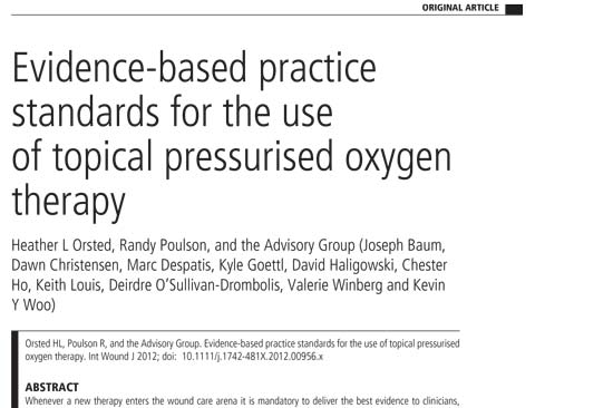 Evidence-based practice standards for the use of topical pressurised oxygen therapy