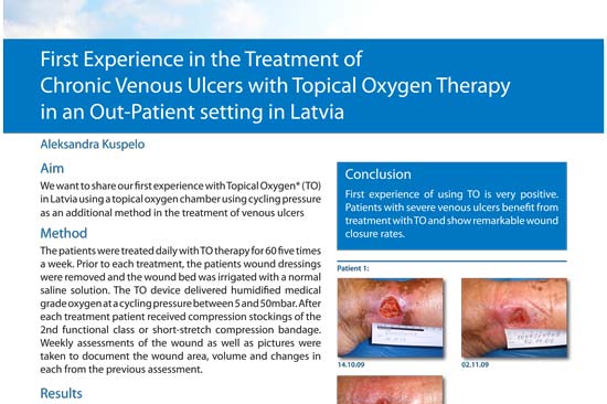 First Experience in the Treatment of Chronic Venous Ulcers with Topical Wound Oxygen (TWO2) in an Out-Patient setting in Latvia