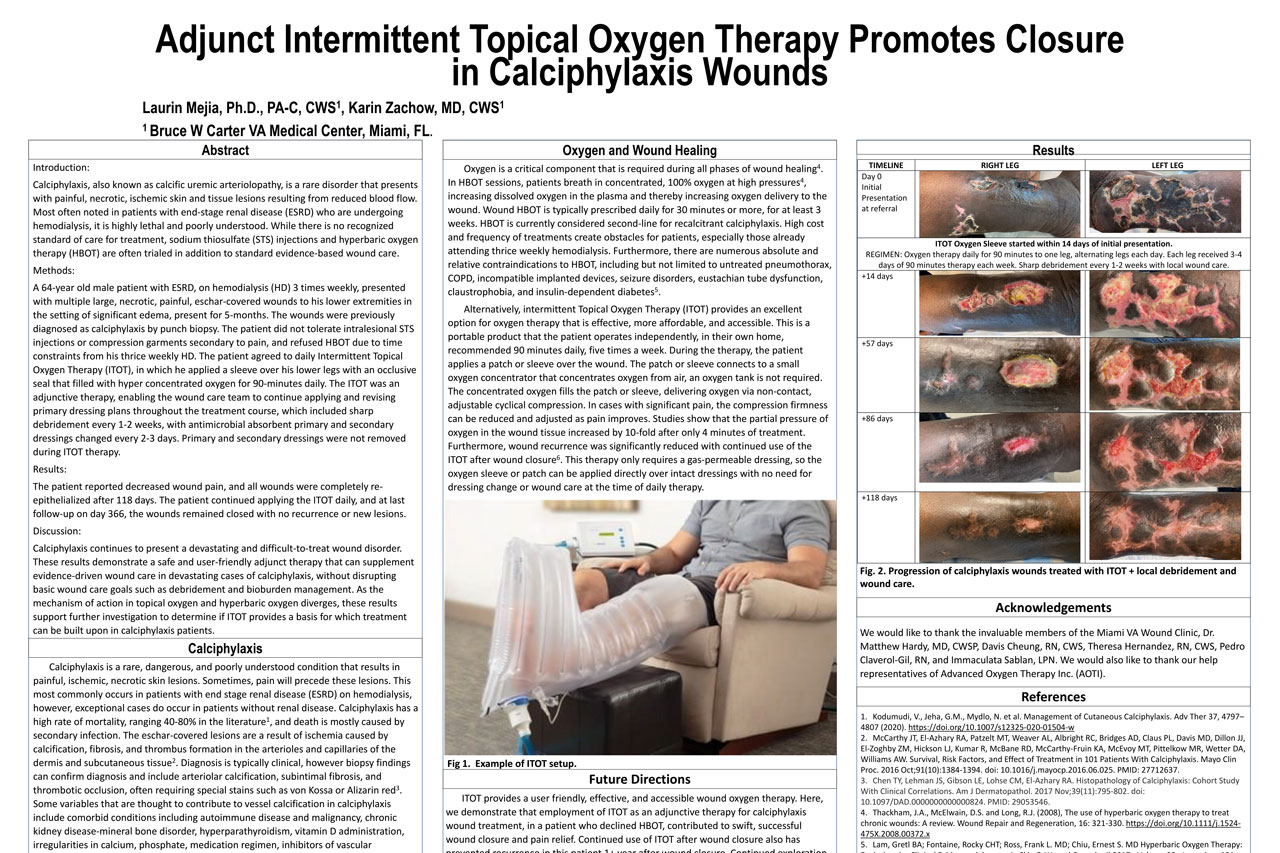 Adjunct Intermittent Topical Oxygen Therapy Promotes Closure in Calciphylaxis Wounds