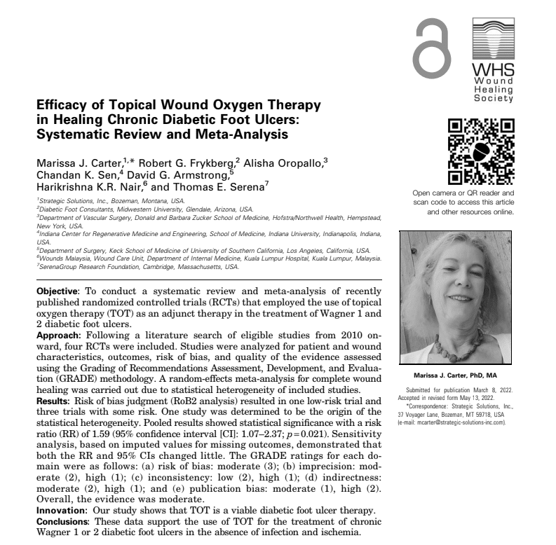 Efficacy of Topical Wound Oxygen Therapy in Healing Chronic Diabetic Foot Ulcers: Systematic Review and Meta-Analysis